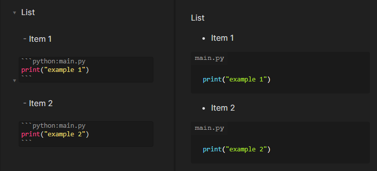 The title does not work when using code blocks with indents · Issue #8 ...