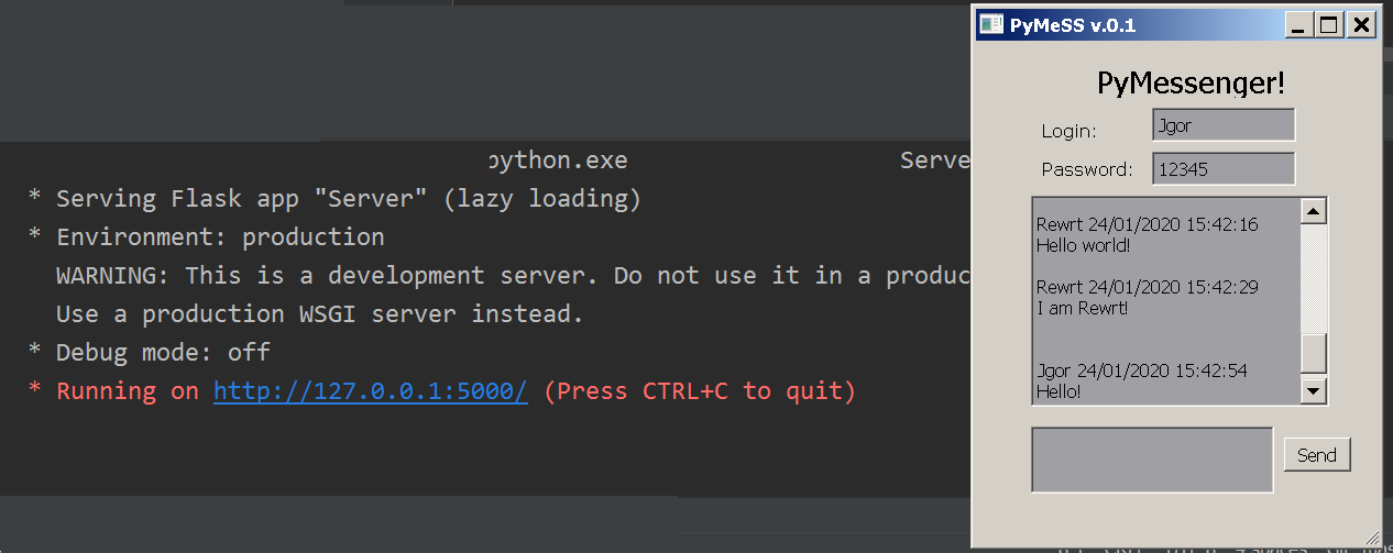 GitHub - drbrb/PyMess: Simple chat server and client. python Flask ...