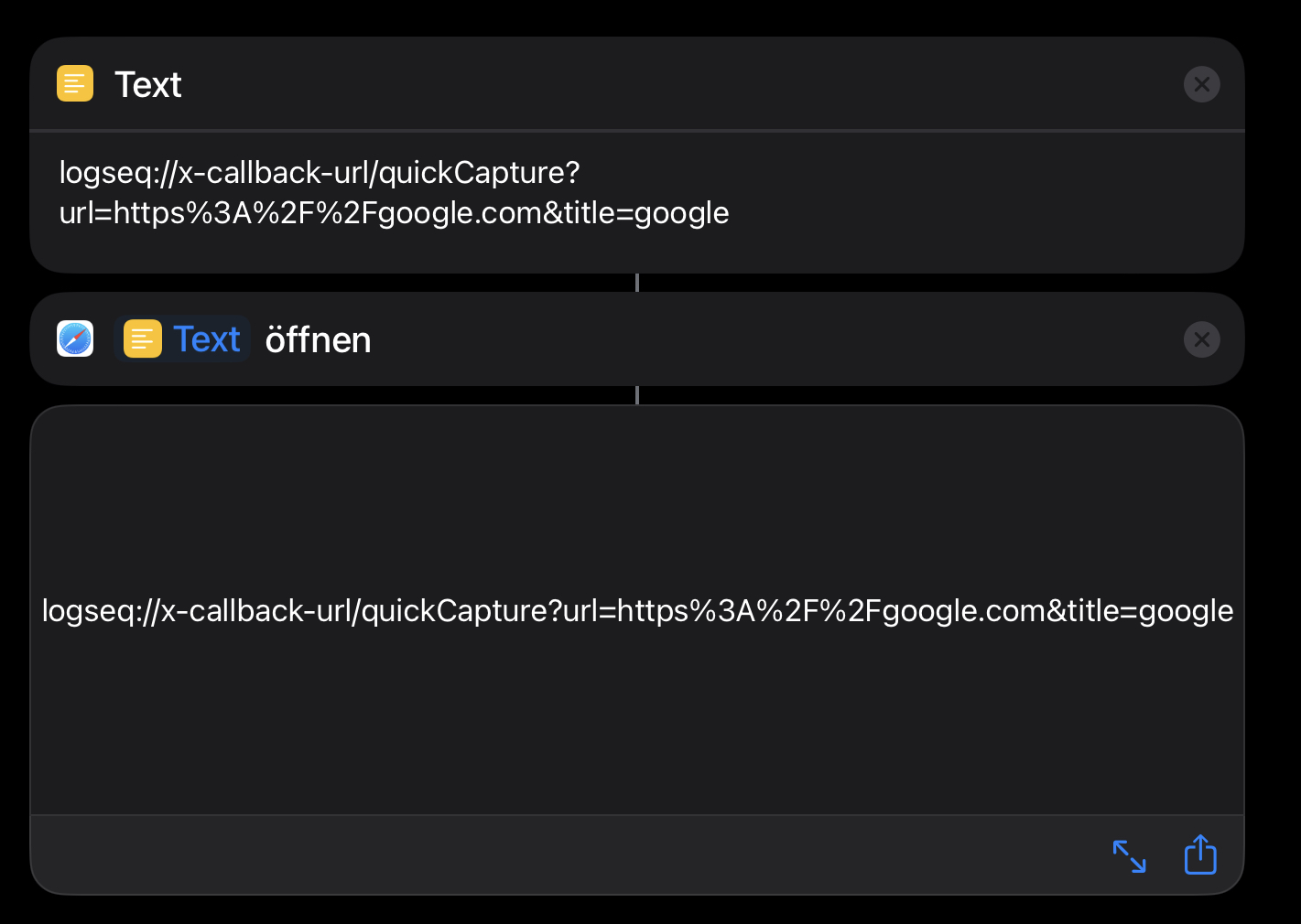 Logseq Protocol QuickCapture does not work on iOS from Shortcuts app ...