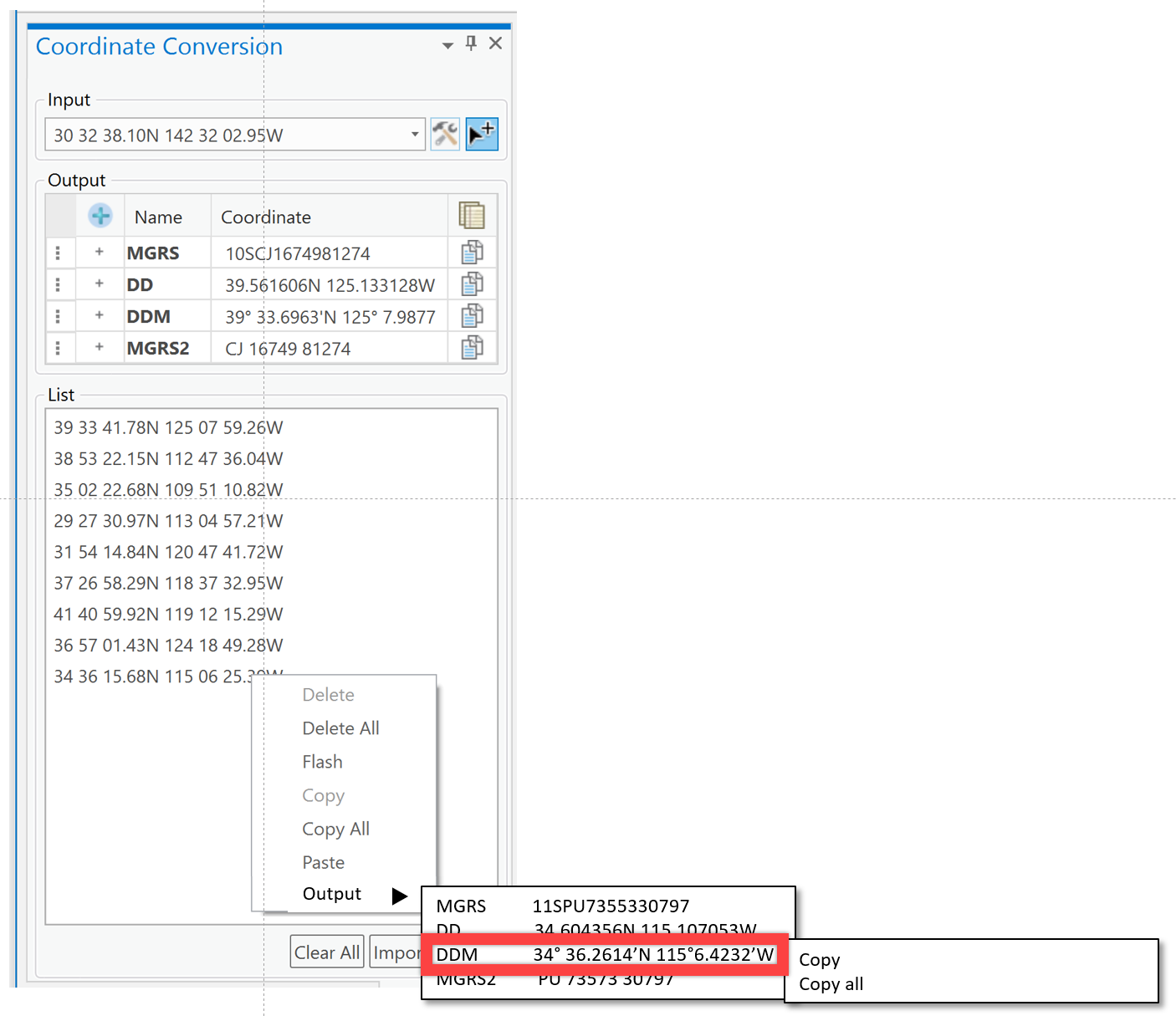 Retrieve/copy different formats for coordinates already in the List ...