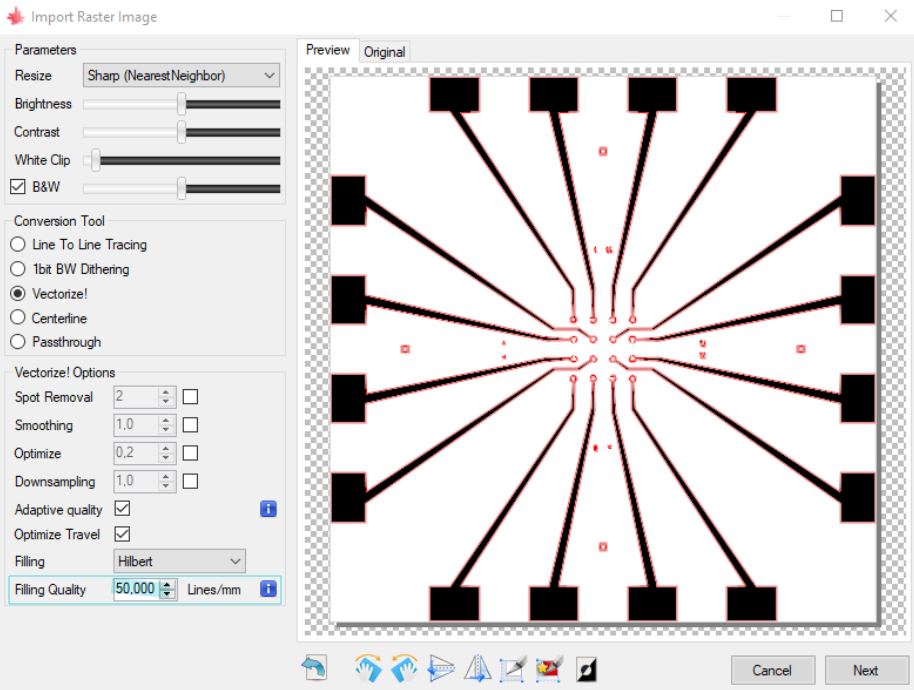 Filling Quality threshold when importing raster image is too low