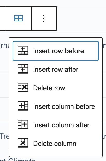 Table block: Show shortcuts in Edit table drop down · Issue #45805 ...