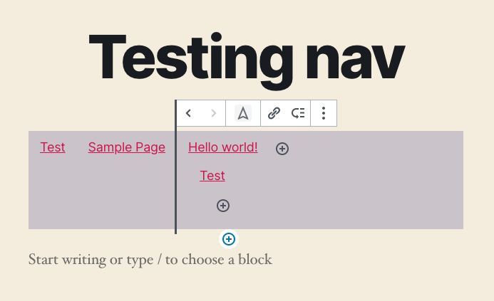 Nav block: sub menu hidden when Nav block not selected. · Issue #19986 ...