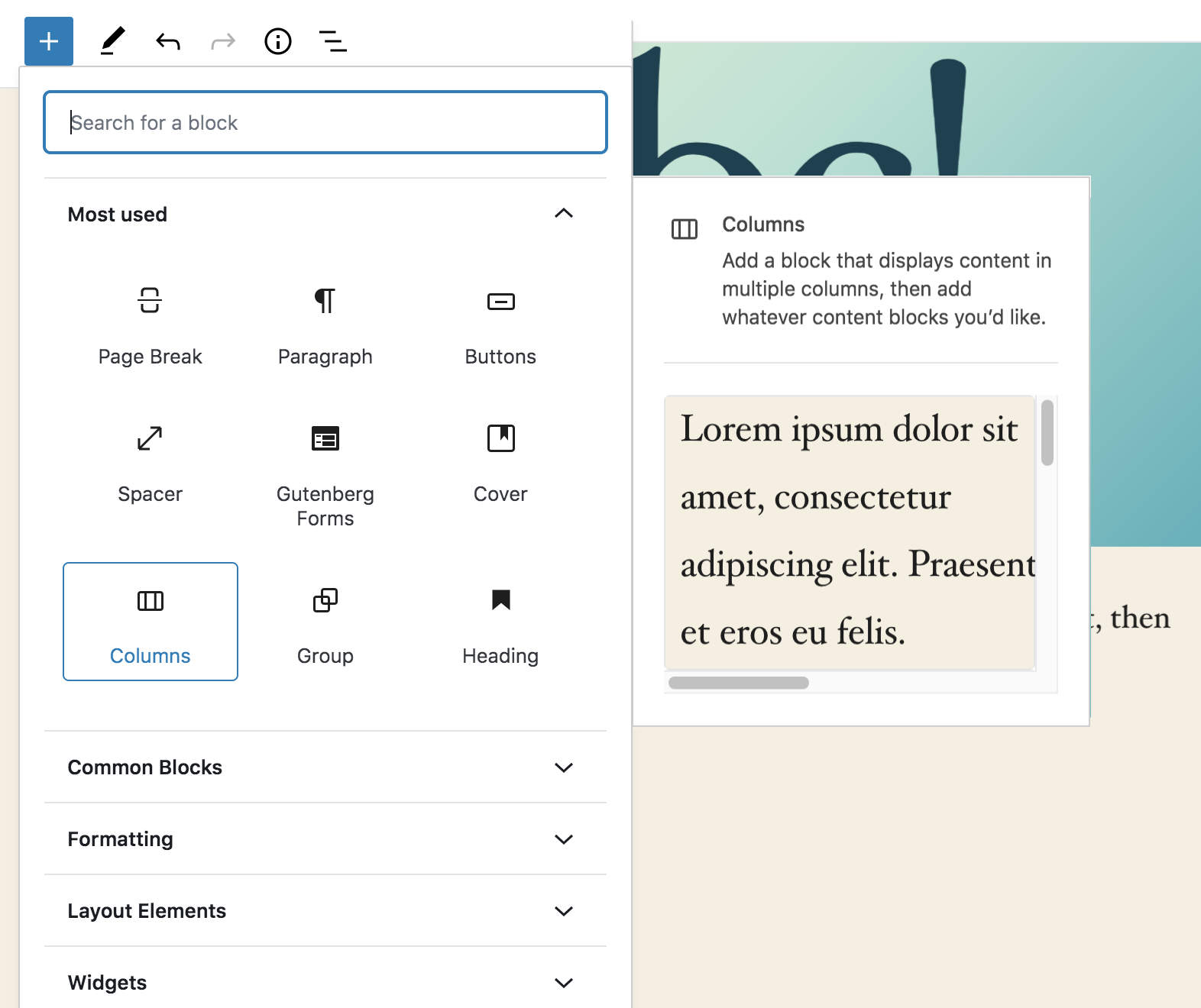 Preview-next-to-block-Gutenberg