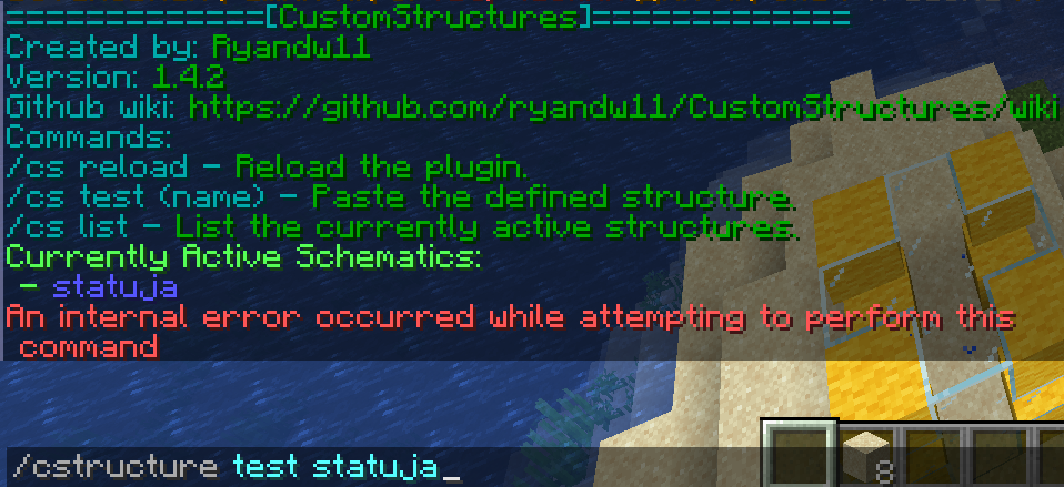 [CustomStructures] A fatal error has occured! / An internal error ...