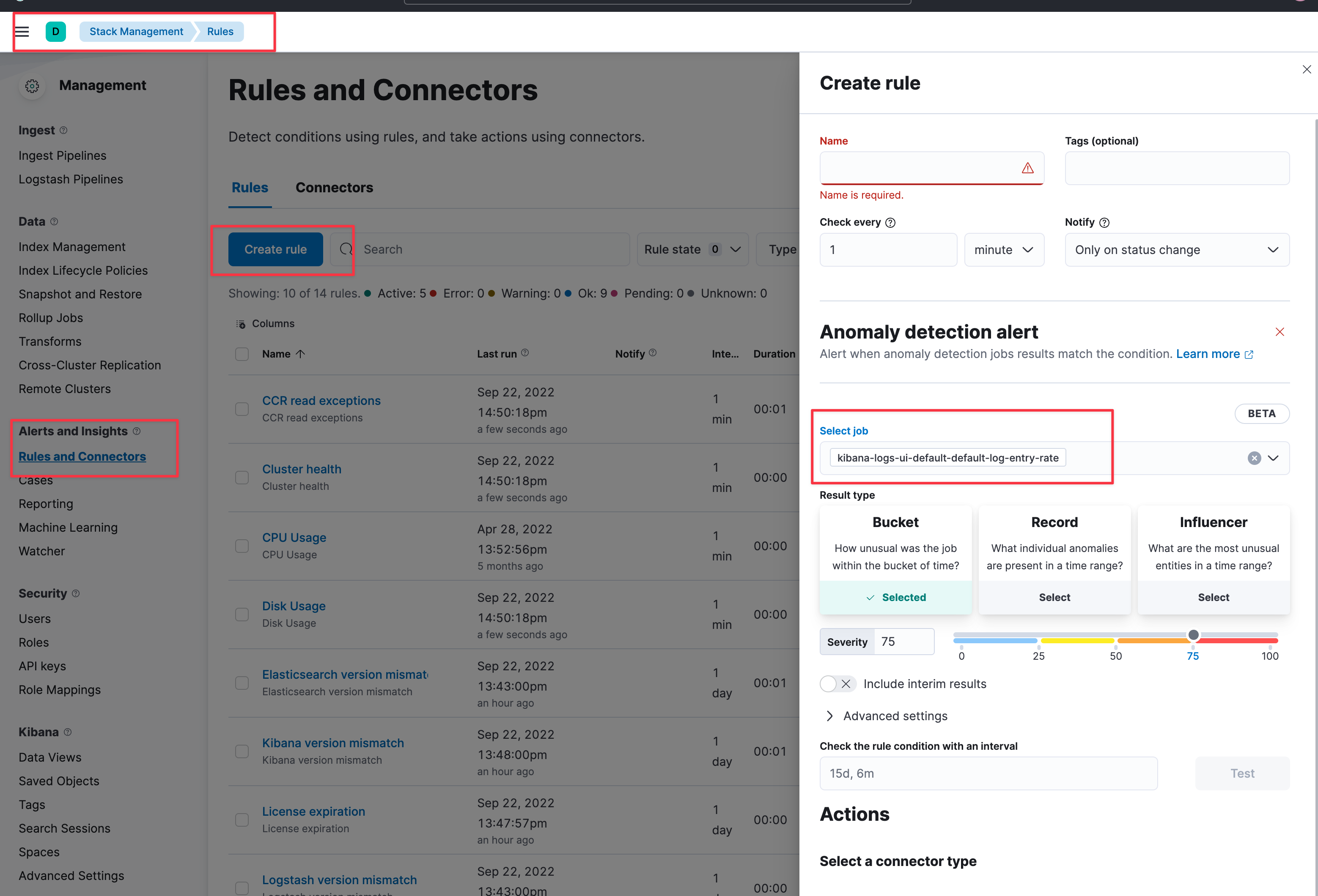 [Logs UI] Add ML Log Rate alert rule type in the Logs UI and O11Y ...