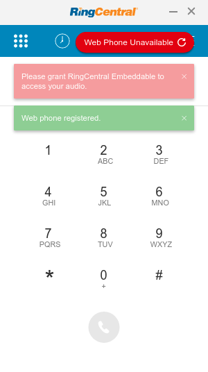Please grant ringcentral embeddable to access your audio? · Issue 