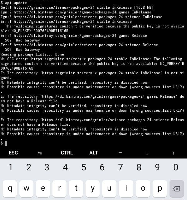 [Bug]: apt update failed · Issue #8558 · termux/termux-packages · GitHub