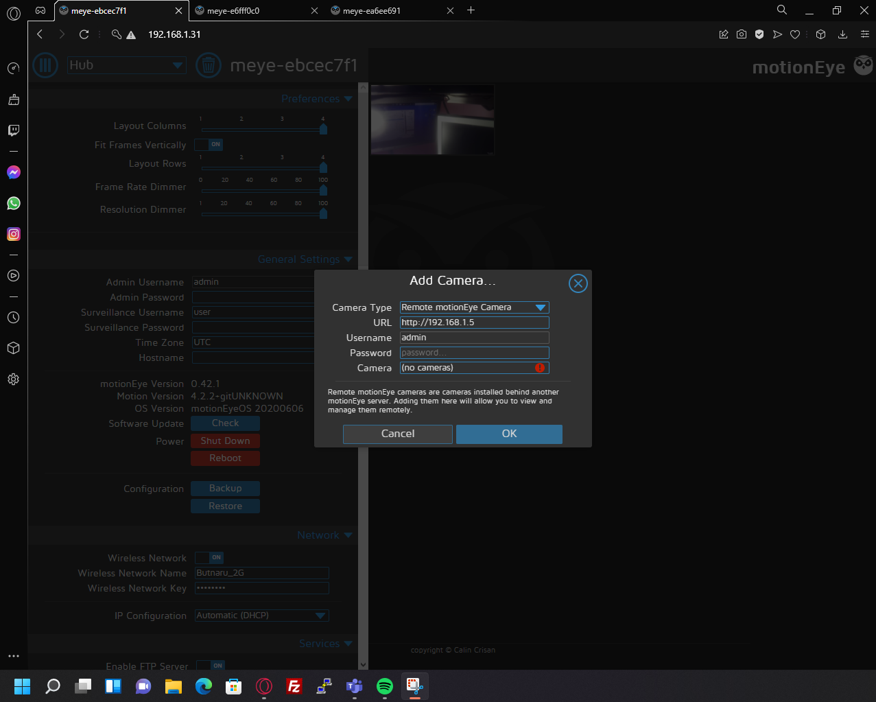 No remote motionEye Camera found · Issue 2817 · motioneyeproject