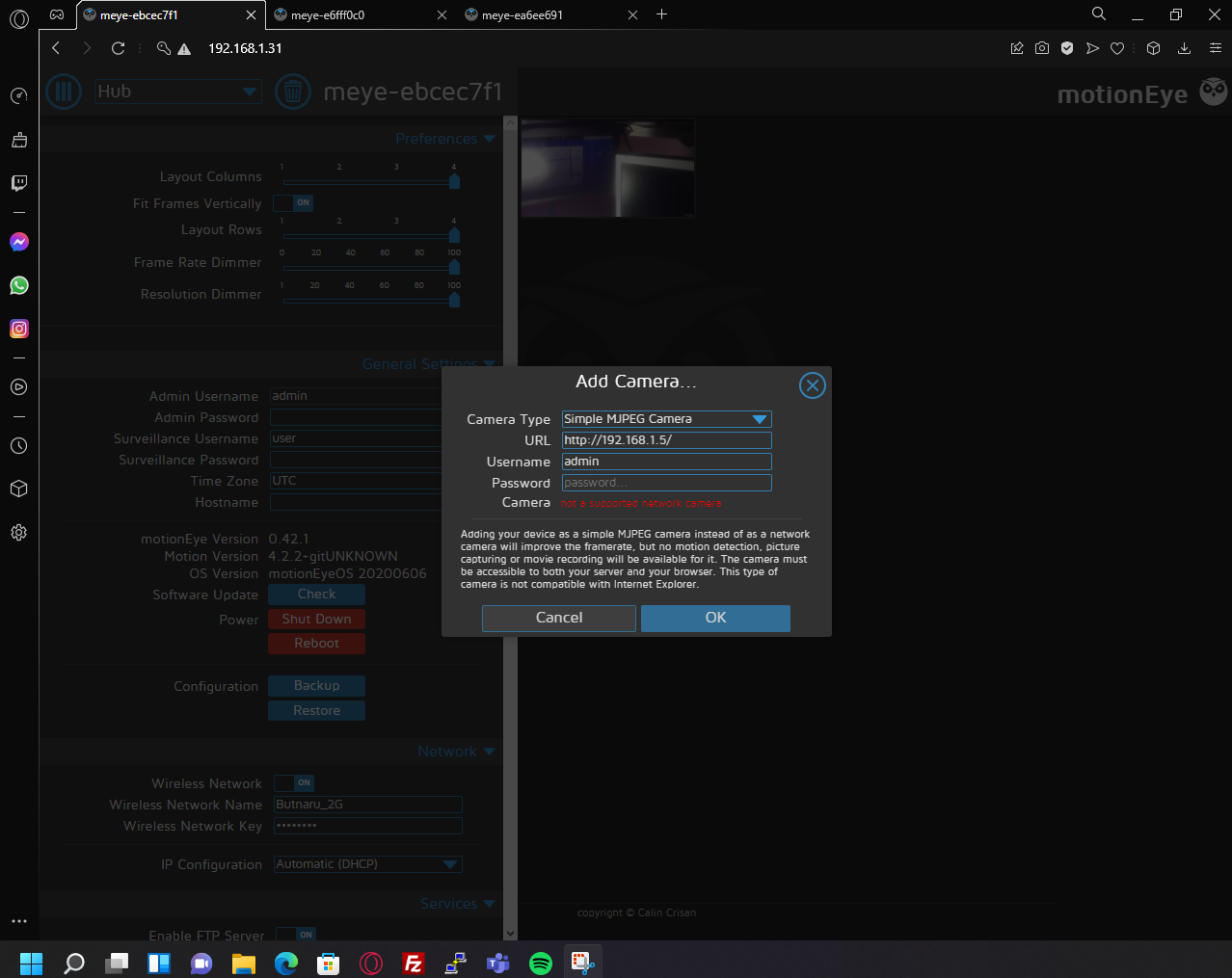 No remote motionEye Camera found · Issue 2817 · motioneyeproject