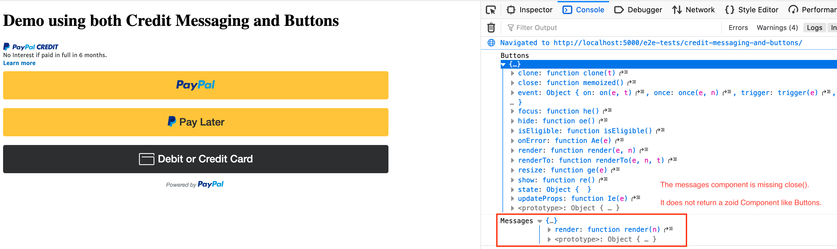 buttons-and-messages-interface-screenshot