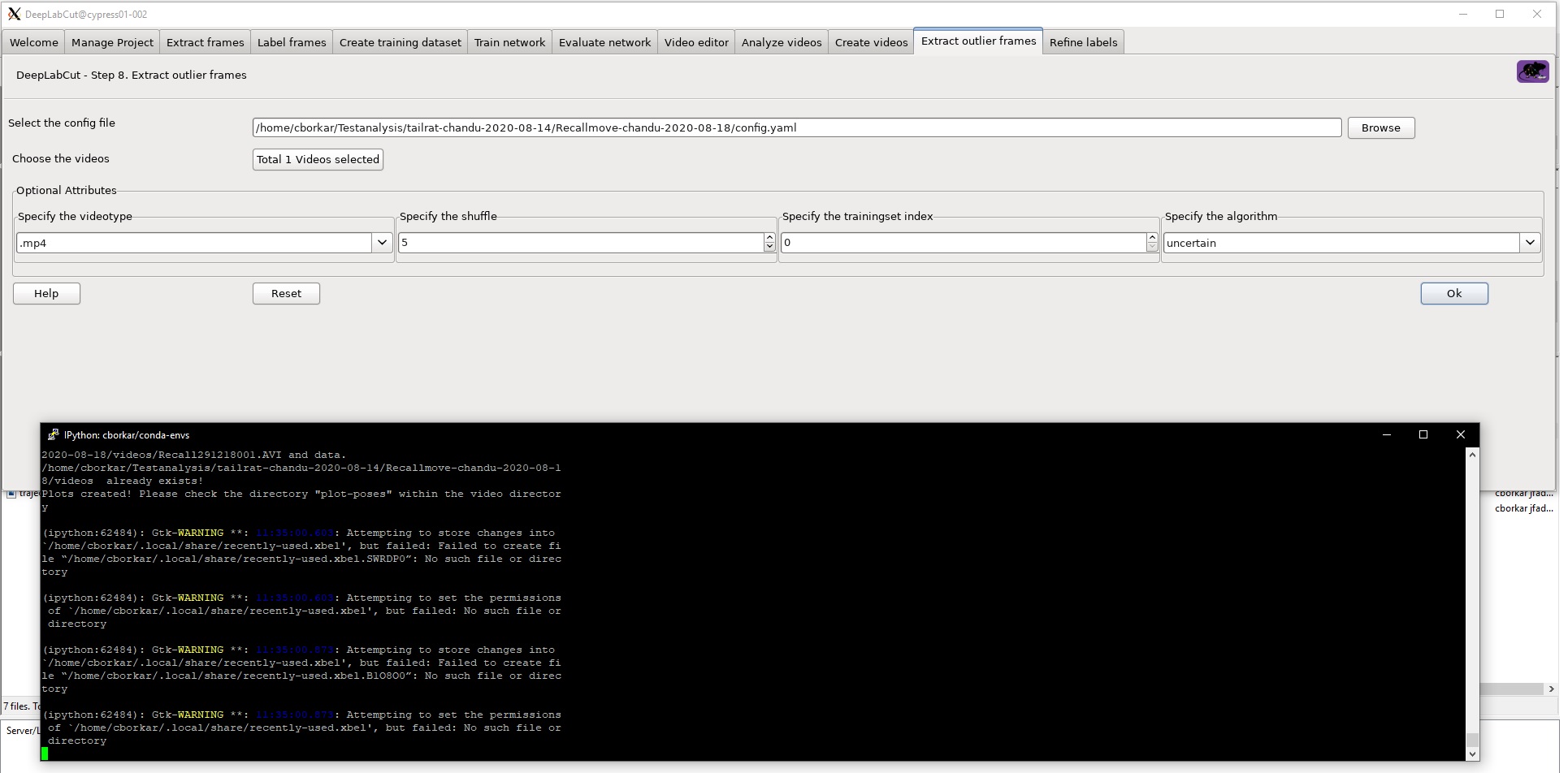 Failed extract outlier frames · Issue #861 · DeepLabCut/DeepLabCut · GitHub