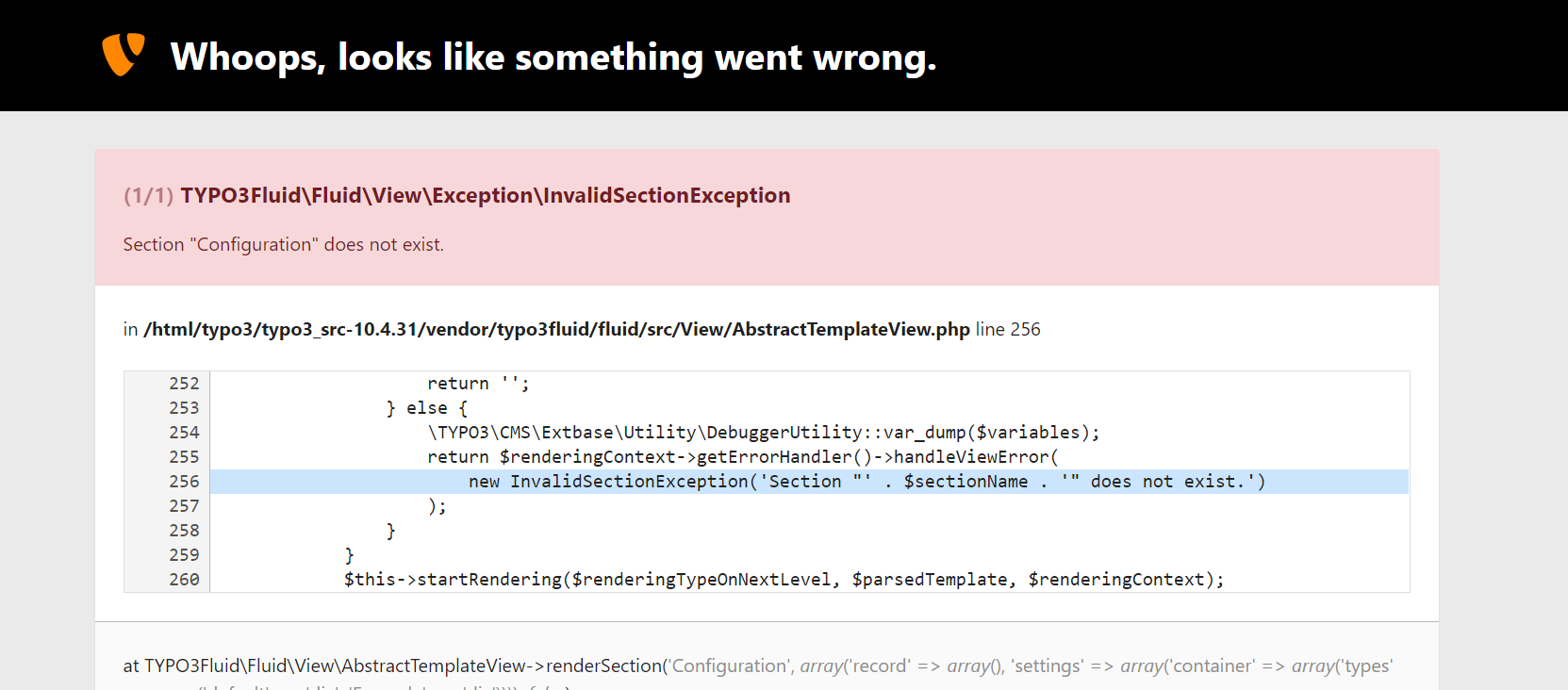 Opening content element wizard throws error when container installed ...