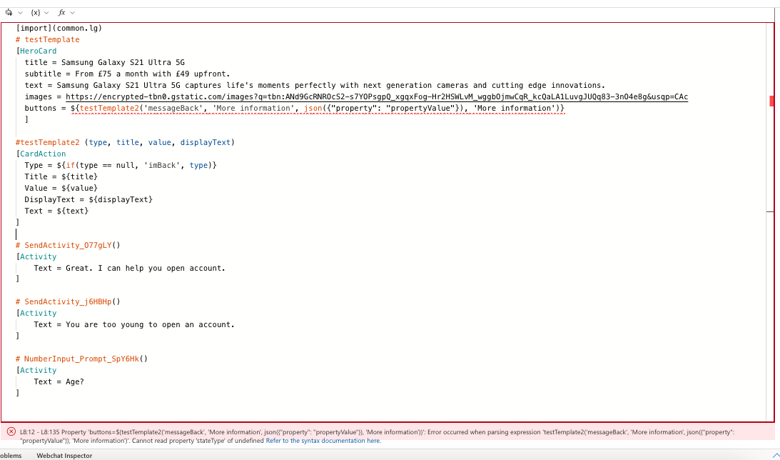 messageBack returns "Object serialized to String. JObject instance expected." · Issue 7596