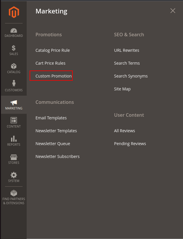 Custom promotion management