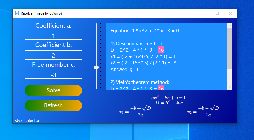 GitHub - luvairo-m/Resolver: A simple application for solving quadratic ...
