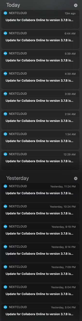 Nextcloud Desktop client continually notifies the same app update ...