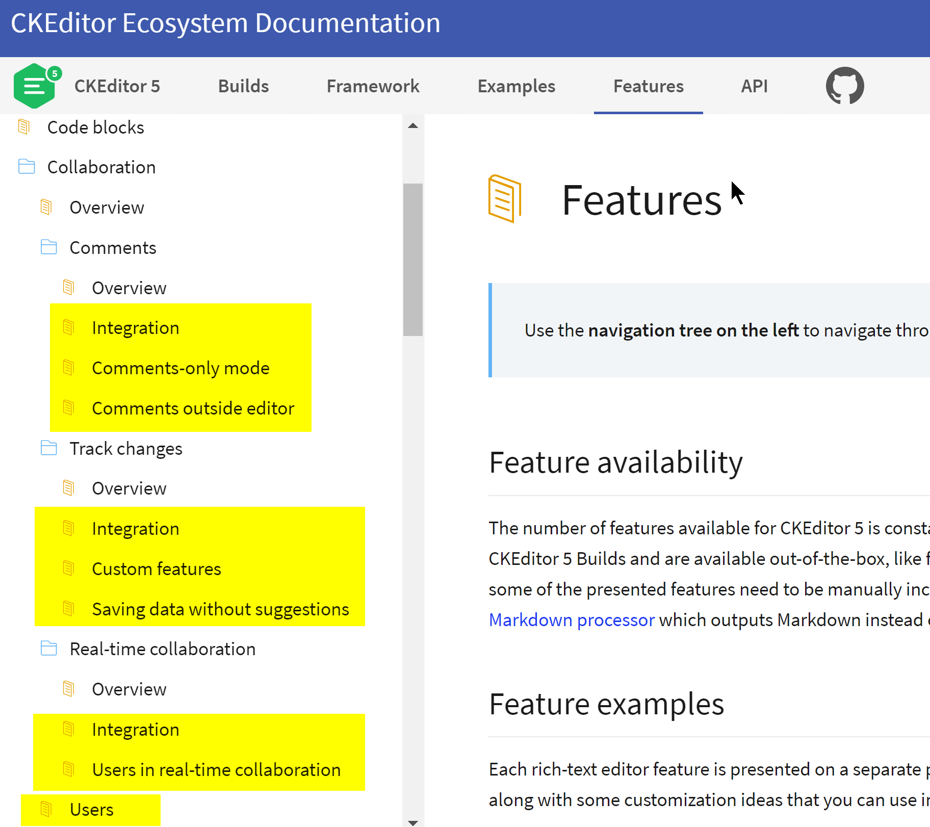 Collaboration feature docs are inconsistent (mixing guides and feature ...
