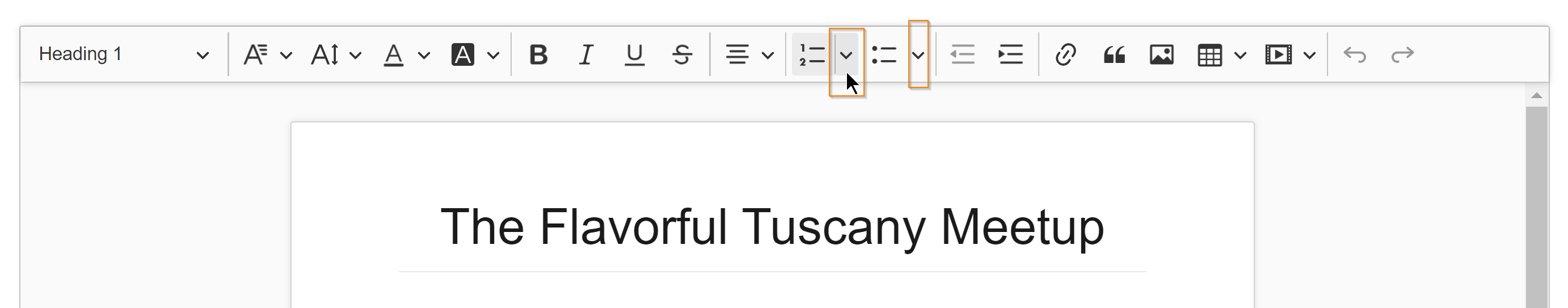 Numbered list/Bullet list drop down has accessibility issue (Place ...