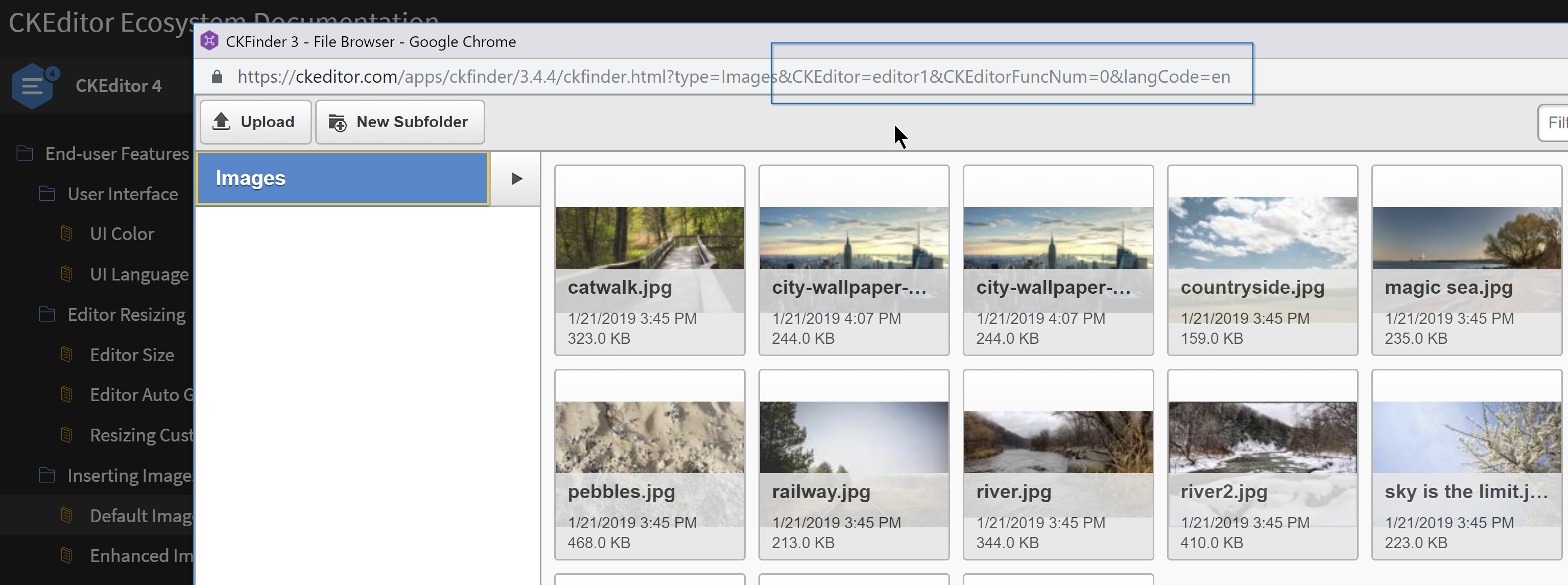 ckeditor4 filebrowser upload url url params are not added · Issue