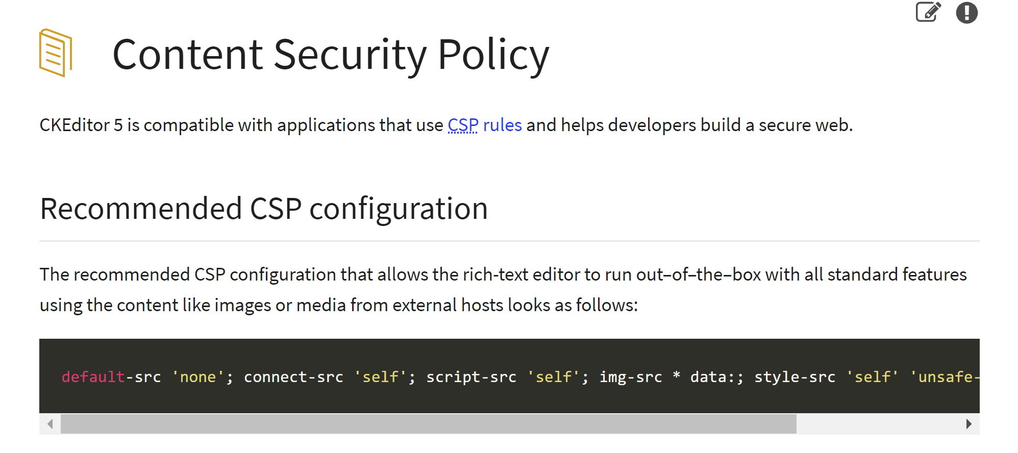 Overflow visible in the CKE5 Content Security Policy guide