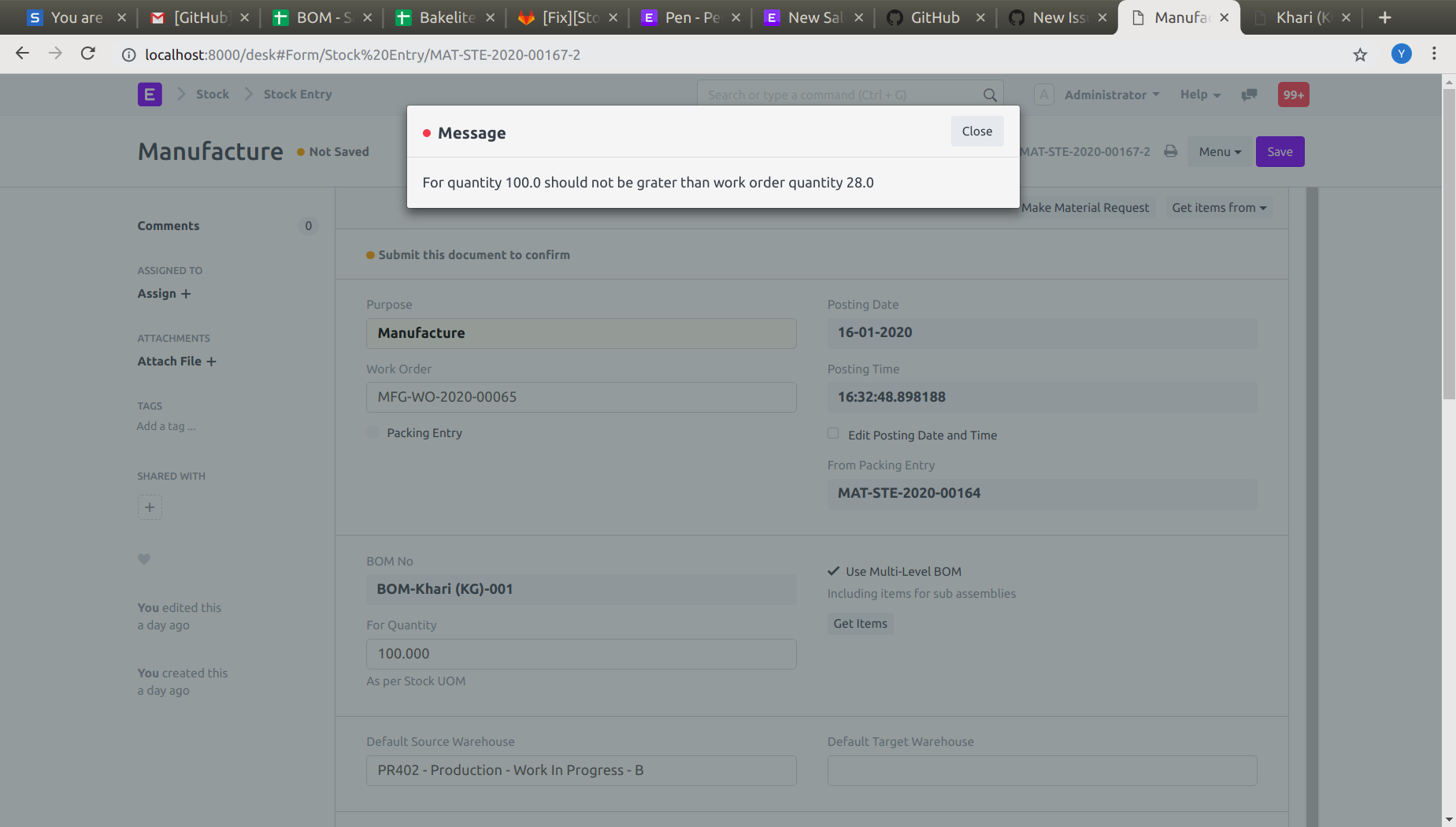 Wrong spelling of 'greater' in throw message on stock entry · Issue