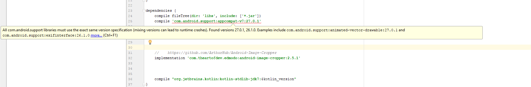 error when using latest support library · Issue #452 · ArthurHub ...