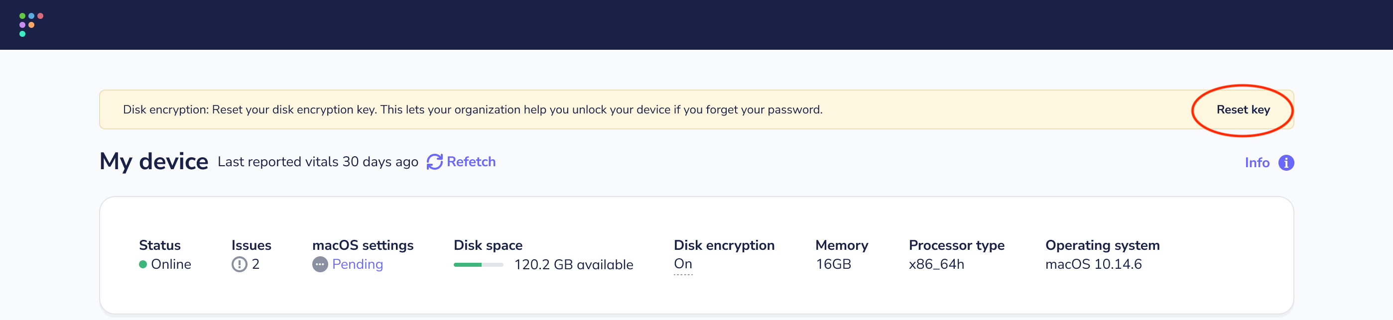 My device page - turn on disk encryption