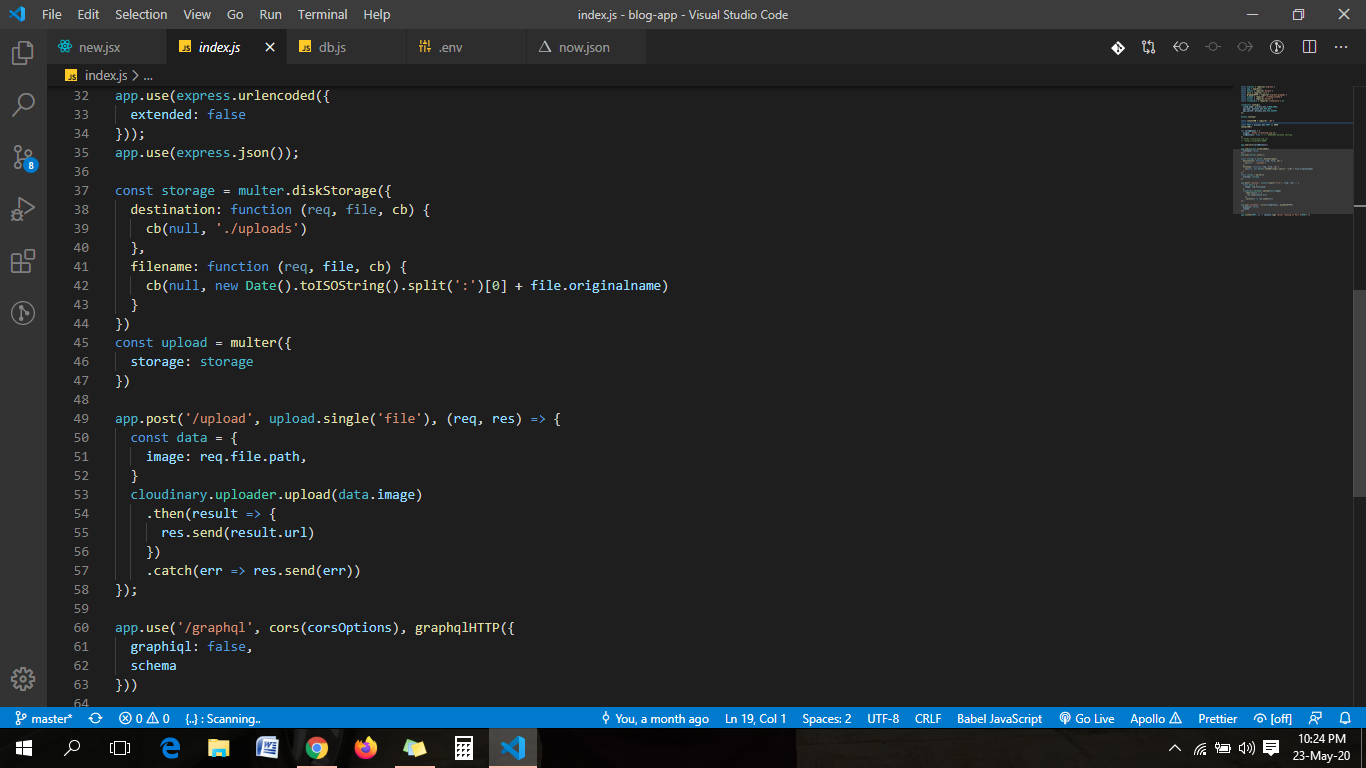 Deploying an express server with file upload returning server error ...