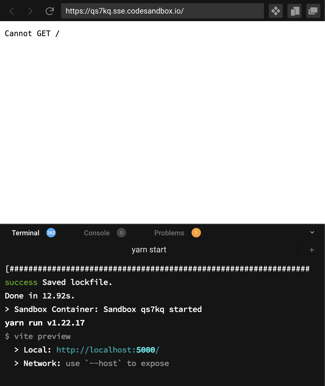 "Cannot GET /" with Vite sandbox · Issue #6237 · codesandbox ...