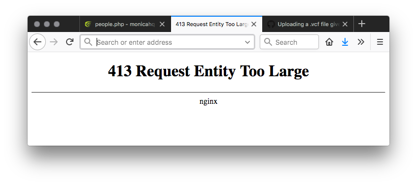 Uploading a .vcf file gives me a 413 error · Issue #445 · monicahq ...