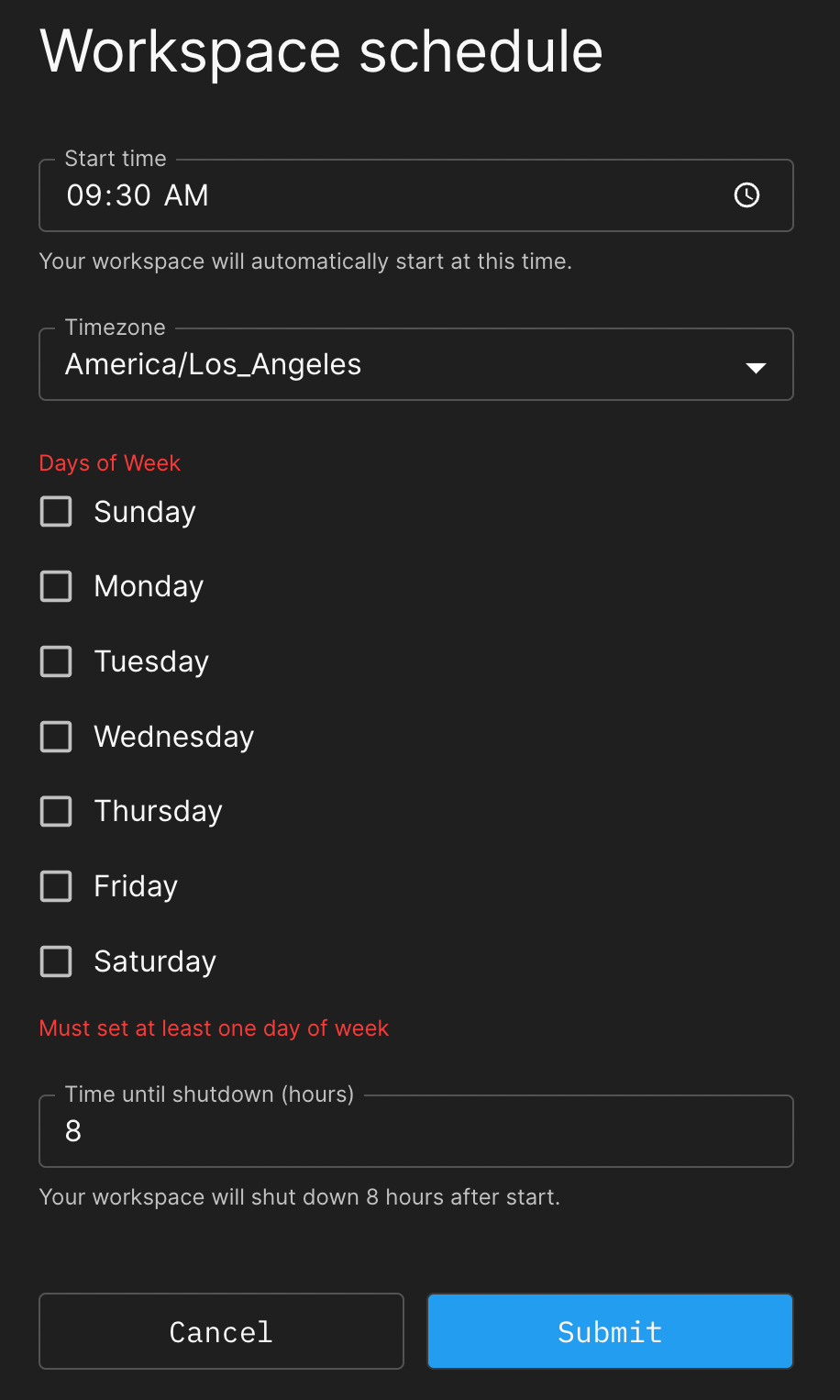 Workspace schedule manual