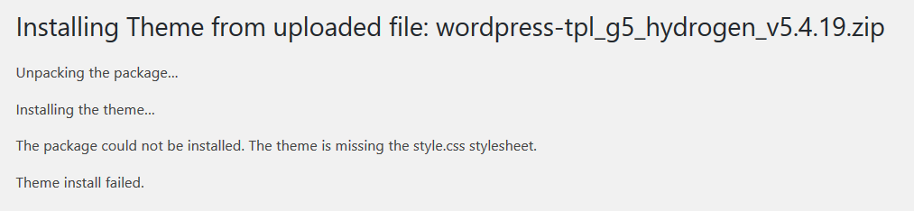 Can not install Gantry 5.4.19 plugin or themes on wordpress 4.8.2 ...