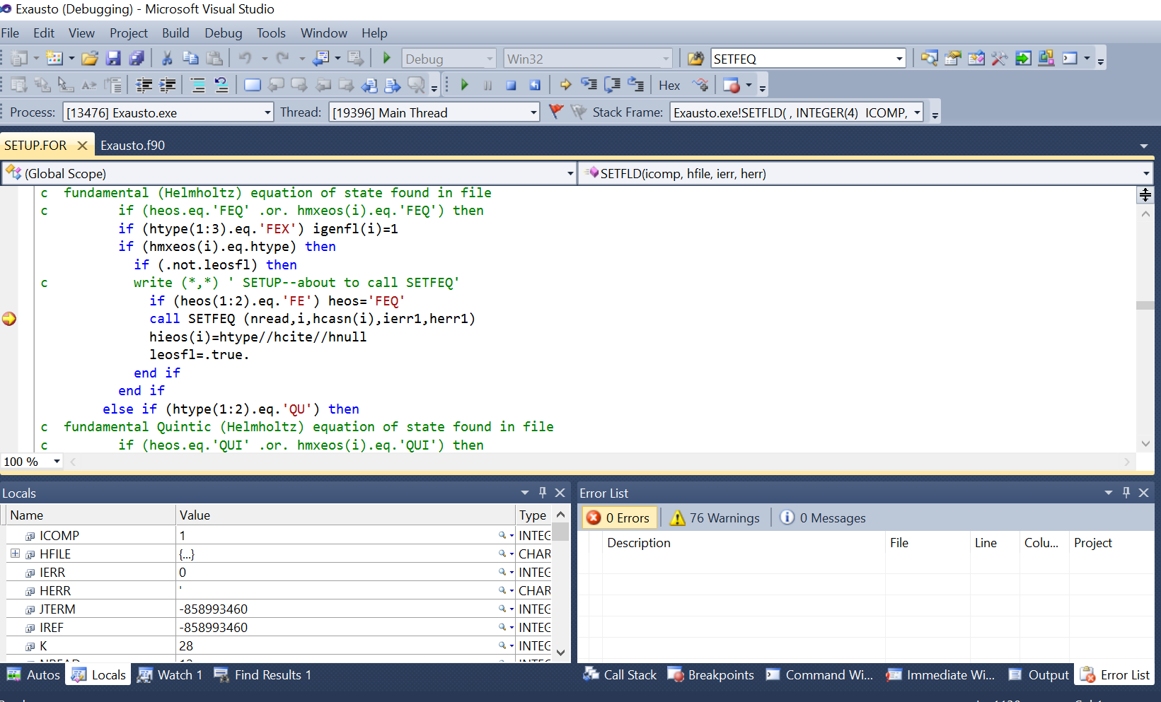 When using FORTRAN routines to calculate mixtures (Exhaust gas) it ...