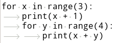 screenshot of some python code in the Mousepad editor, with "show whitespace" enabled. Tab characters are displayed as an arrow pointing into a line.