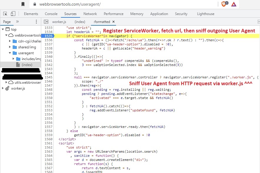 Data Leakage Issue where an attacker can get true User Agent string ...