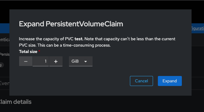 Expand Persistent VolumeClaim