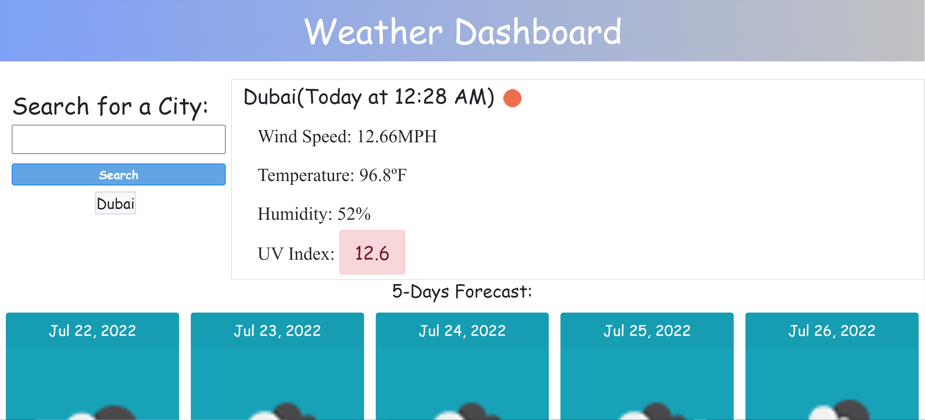 GitHub - ozqr20/Weather-Dashboard