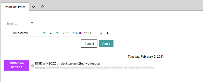 Searching for events using the timestamp filter does not return the ...