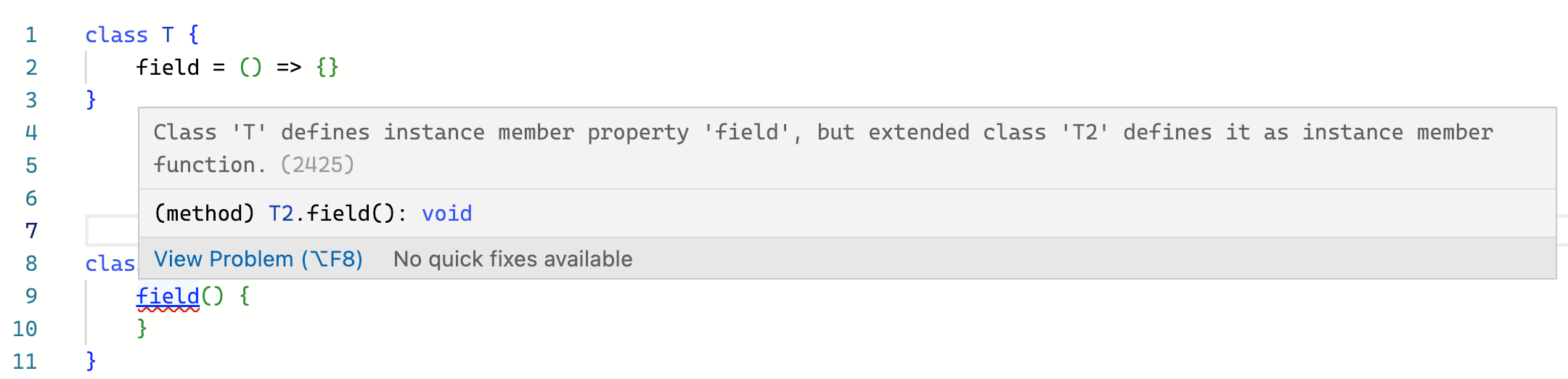 The child class should not be able to access the class field defined by ...