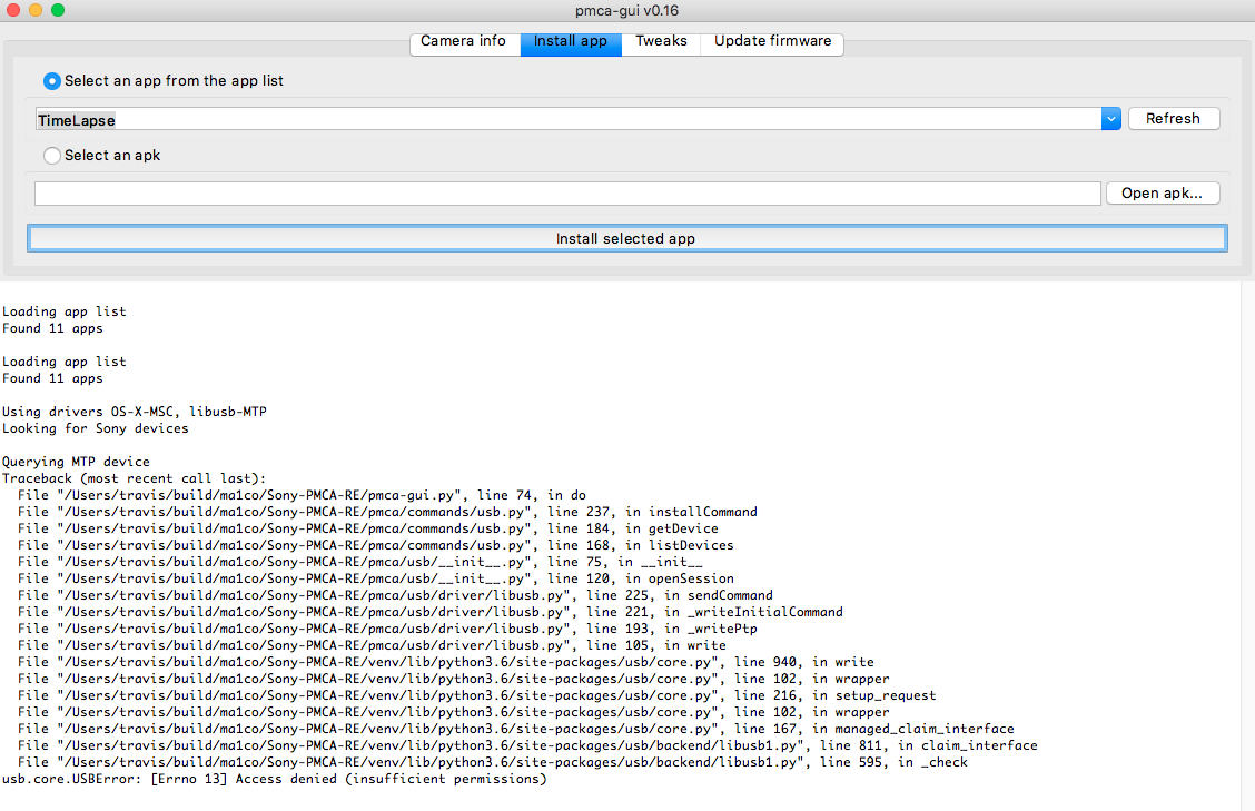 Error Installing to a6000 · Issue 155 · ma1co/SonyPMCARE · GitHub