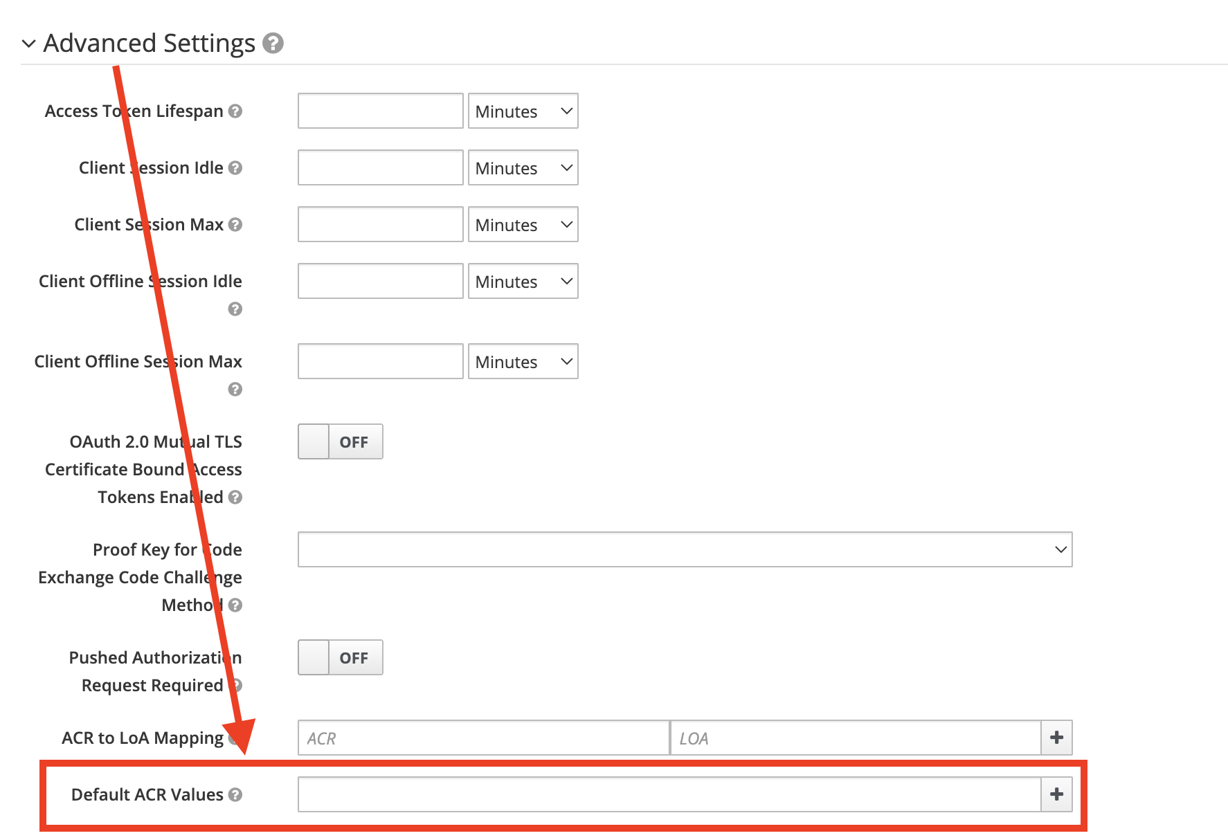 [UX Review] “Default ACR Values” is missing in the Advanced settings of ...