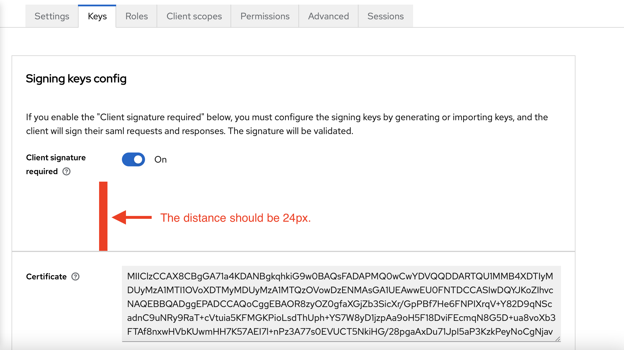[UX Review] Fine-tune the layout of SAML Keys tab · Issue #18248 ...