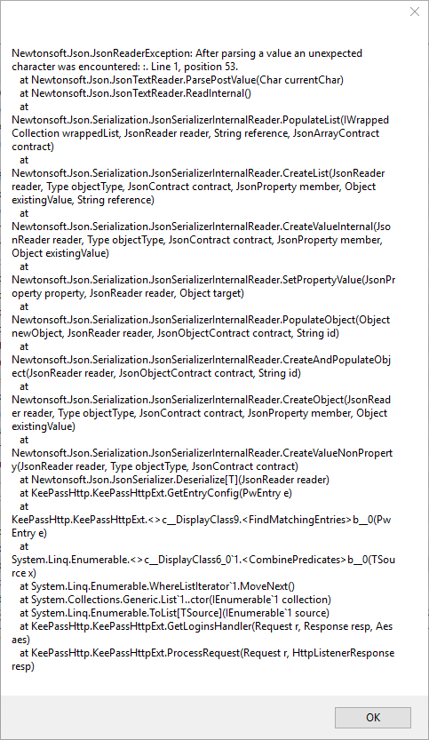 Newtonsoft.Json.JsonReaderException