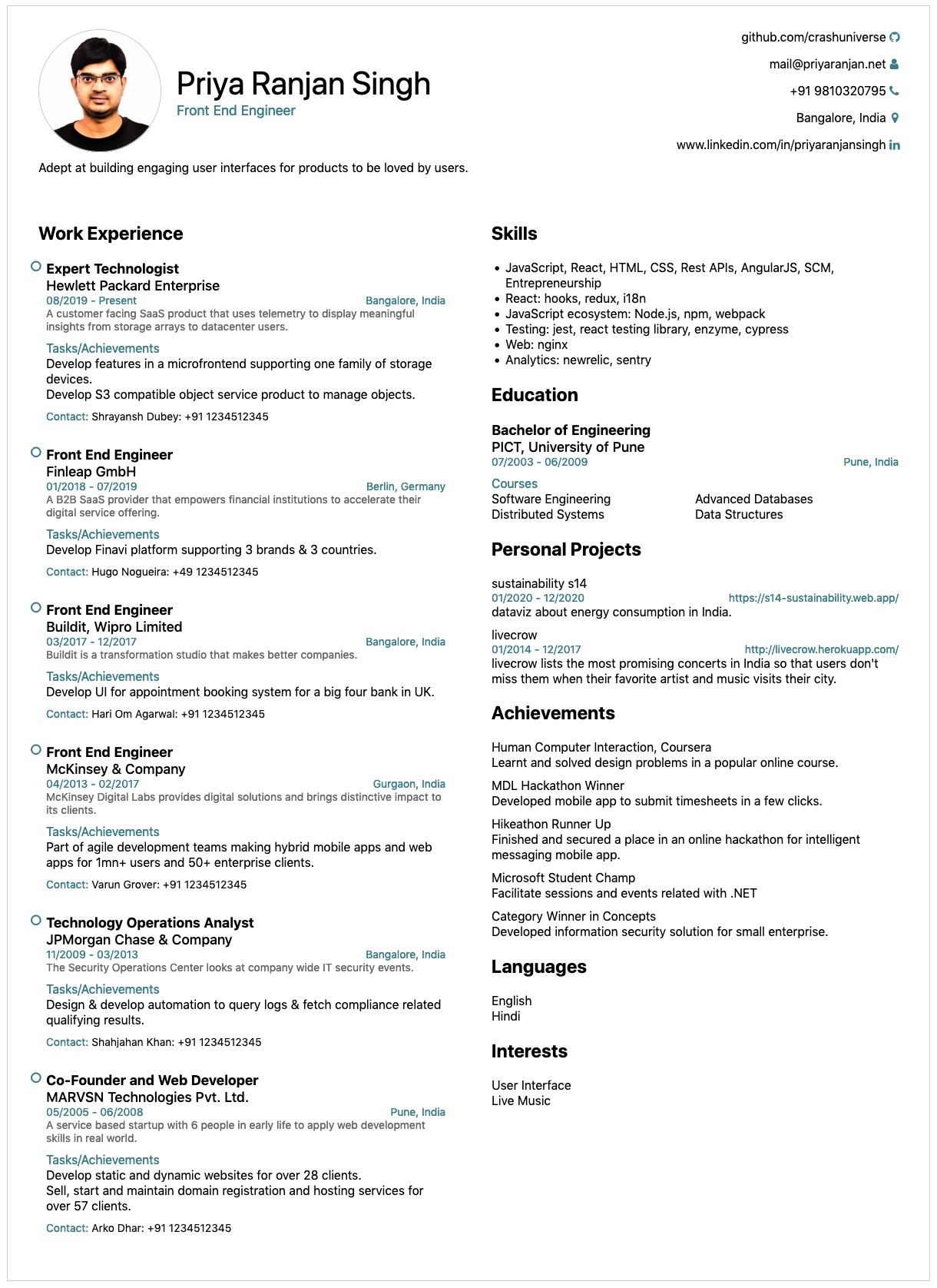 GitHub - crashuniverse/seaview: CV - Priya Ranjan Singh / Inspired by ...