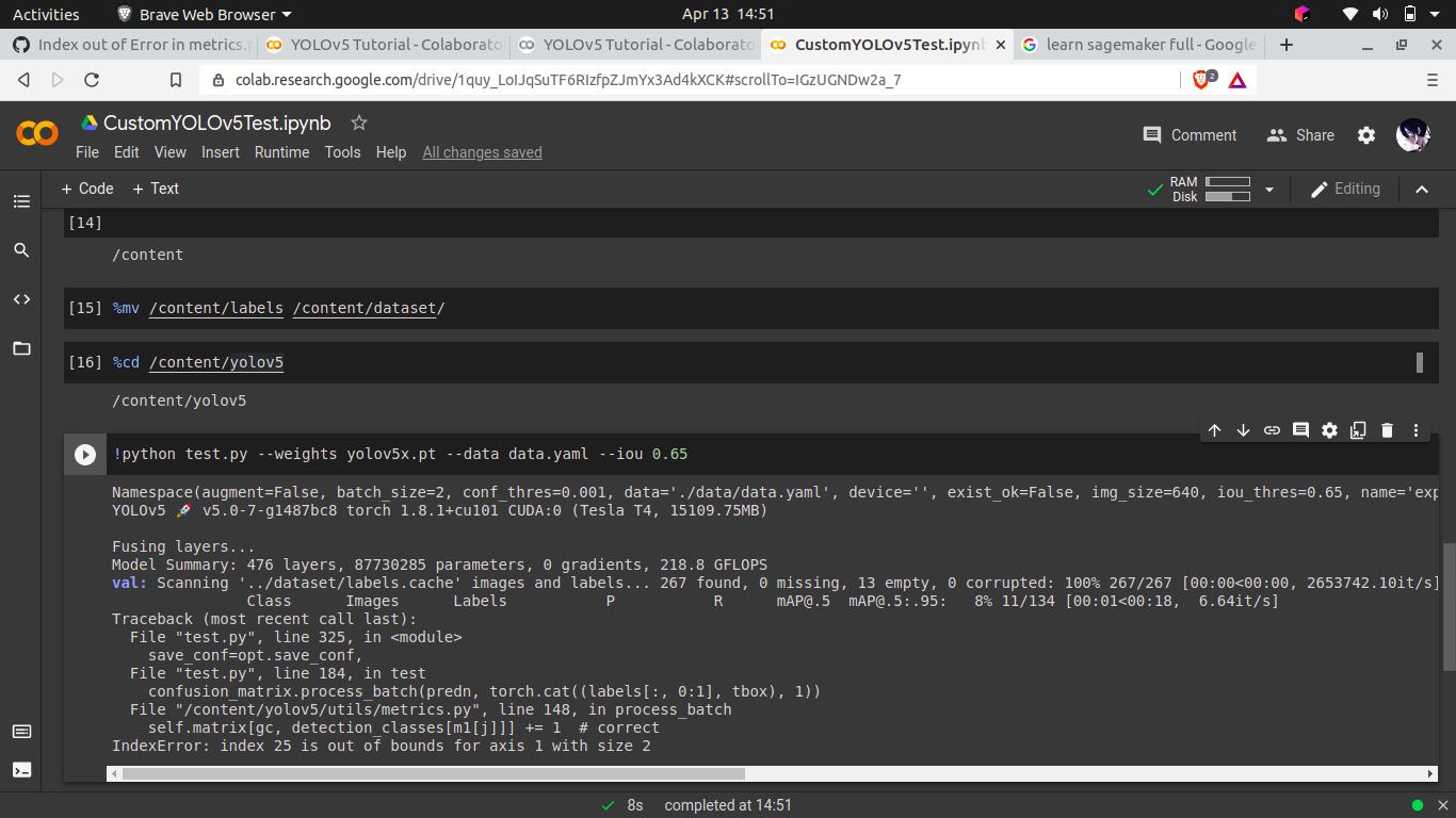 Index out of Error in metrics.py · Issue #2766 · ultralytics/yolov5 ...