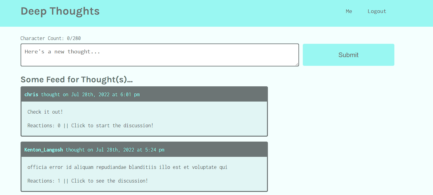 GitHub - axdot/deep-thoughts: MERN Full-Stack social media application ...