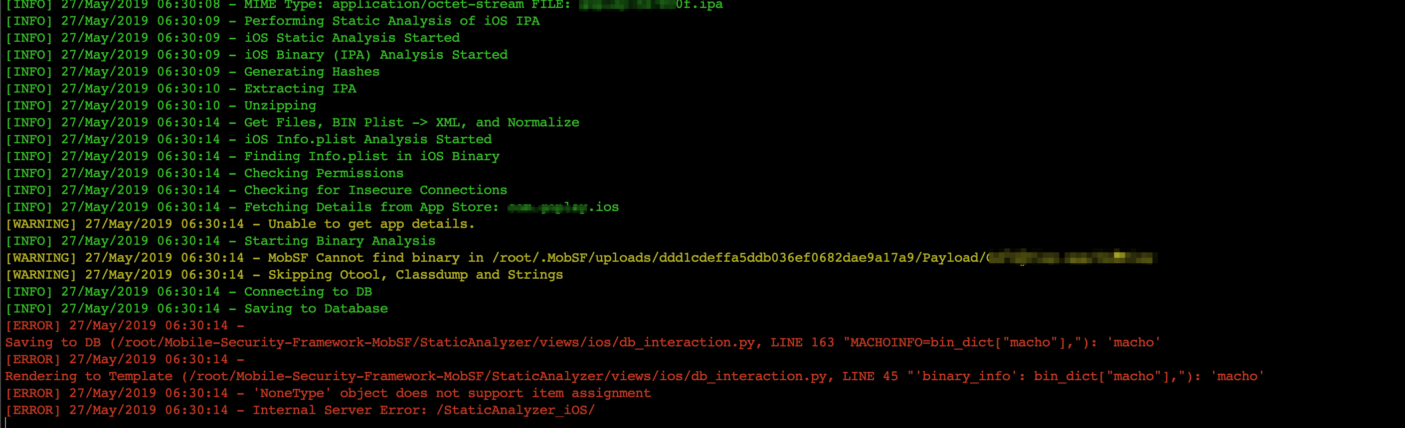 Application error on iOS app scan · Issue #952 · MobSF/Mobile-Security ...