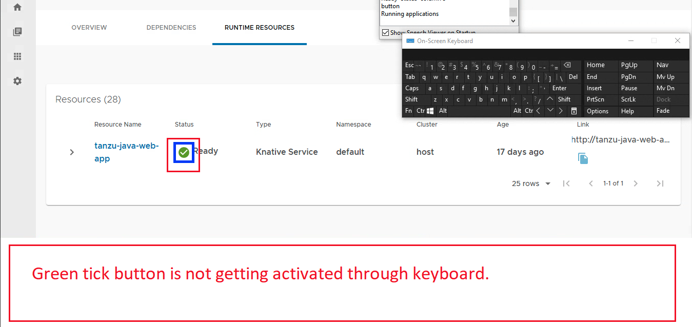 Green tick button doesn't activate through keyboard · Issue 11257