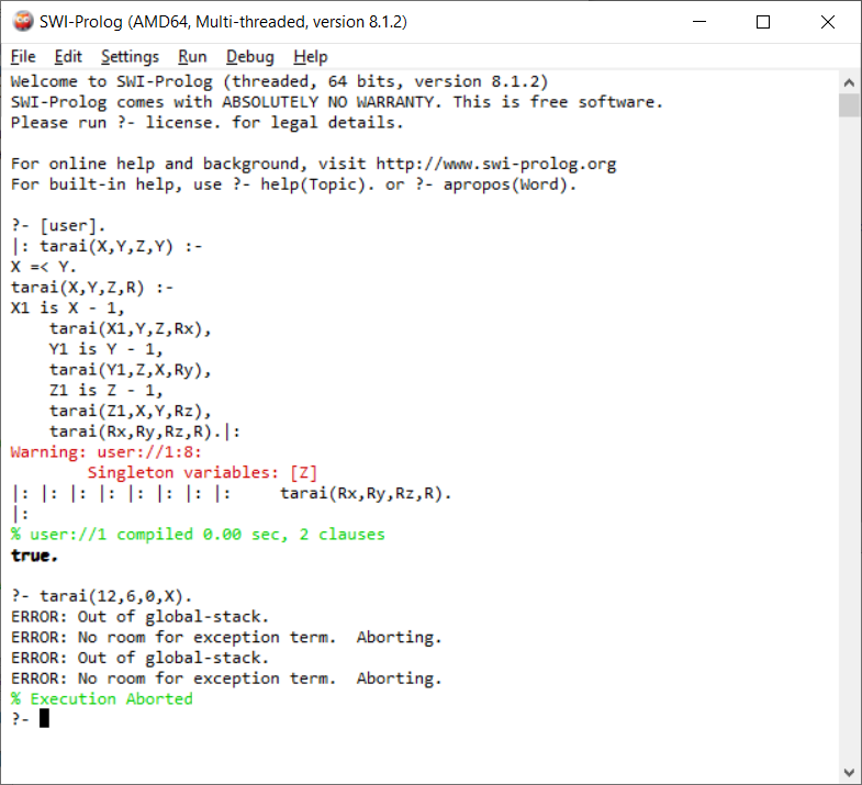 tarai needs a cut · Issue #32 · sasagawa888/nprolog · GitHub